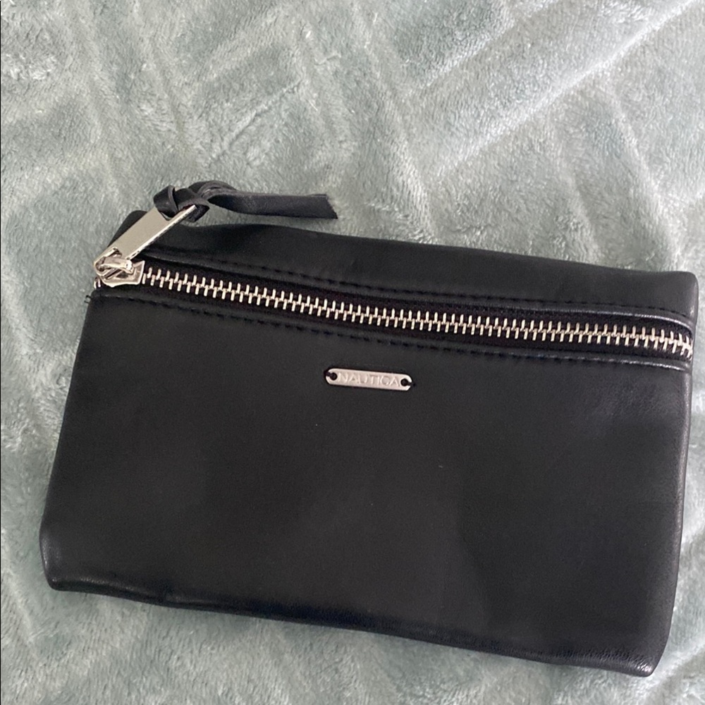 Nautica Black Leather Wristlet